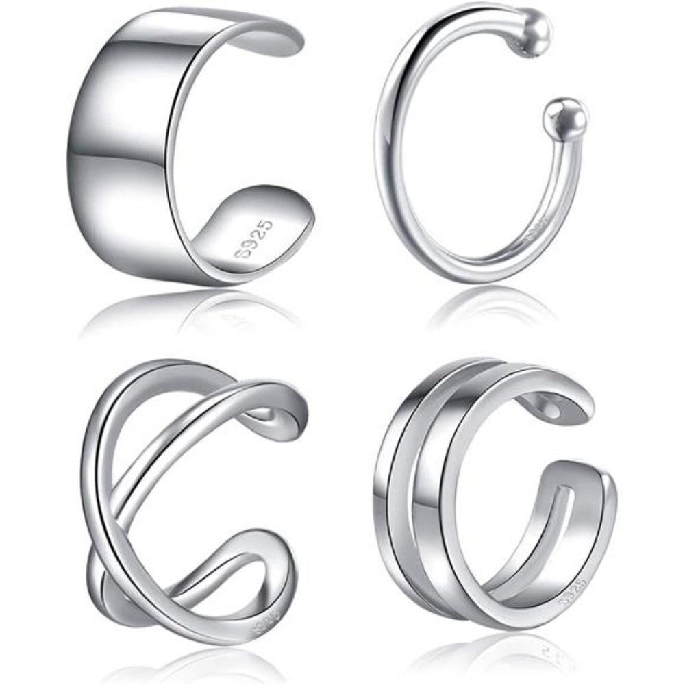Minimalist Ear Cuff Earrings Sterling Silver Non-Piercing